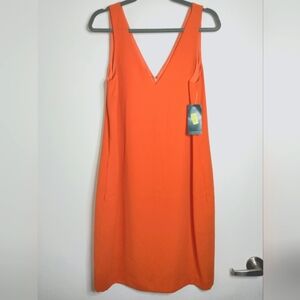 Lauren Ralph Lauren (Sz10) Orange Stretch Sleeveless Slip Pocket Dress (NEW-NWT)